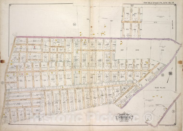 Historic 1913 Map - Queens, Vol. 1A, Double Page Plate No. 15; Part Of Ward 4 Jamaic - Vintage Wall Art