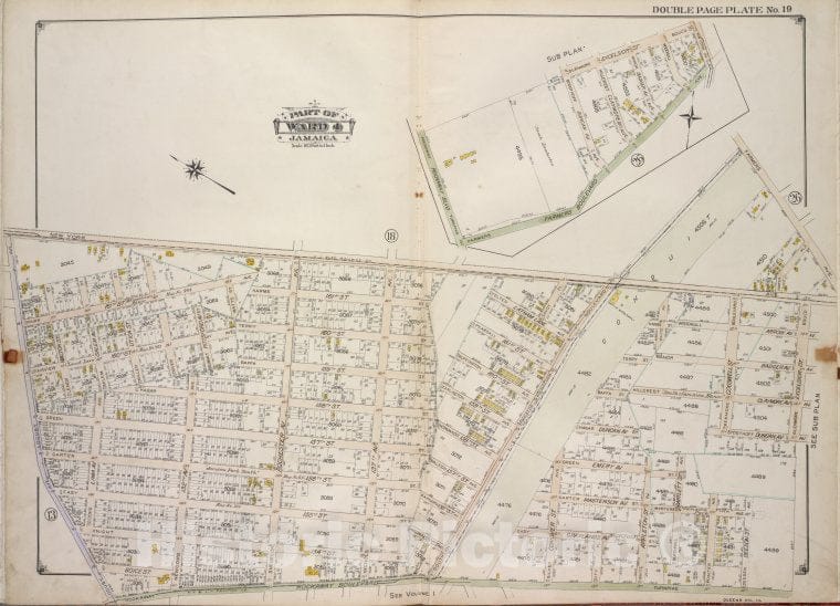 Historic 1913 Map - Queens, Vol. 1A, Double Page Plate No. 19; Part Of Ward 4 Jamaic - Vintage Wall Art