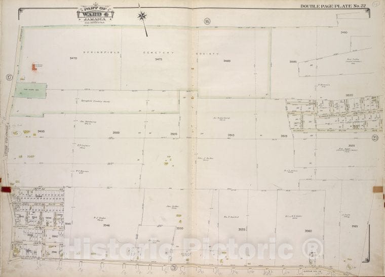 Historic 1913 Map - Queens, Vol. 1A, Double Page Plate No. 22; Part Of Ward 4 Jamaic - Vintage Wall Art