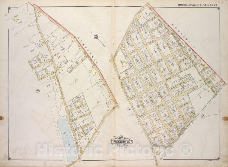 Historic 1913 Map - Queens, Vol. 1A, Double Page Plate No. 23; Part Of Ward 4 Jamaic - Vintage Wall Art