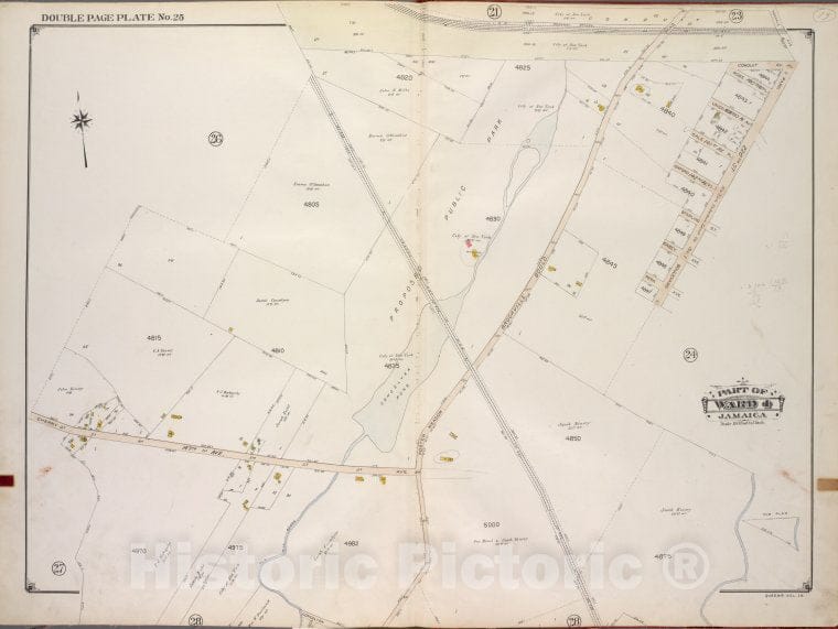 Historic 1913 Map - Queens, Vol. 1A, Double Page Plate No. 25; Part Of Ward 4 Jamaic - Vintage Wall Art