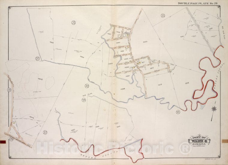 Historic 1913 Map - Queens, Vol. 1A, Double Page Plate No. 28; Part Of Ward 4 Jamaic - Vintage Wall Art