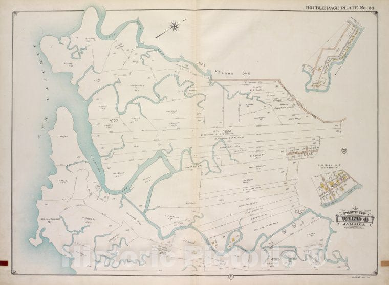 Historic 1913 Map - Queens, Vol. 1A, Double Page Plate No. 30; Part Of Ward 4 Jamaic - Vintage Wall Art