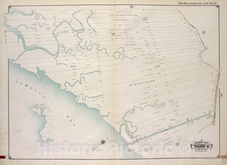 Historic 1913 Map - Queens, Vol. 1A, Double Page Plate No. 31; Part Of Ward 4 Jamaic - Vintage Wall Art