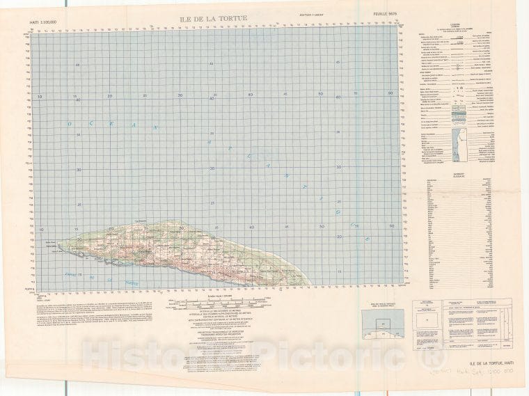 Historic 1961- Map - Ile De La Tortue-Maps Of North America. - Haiti, 1:100,000 - Vintage Wall Art