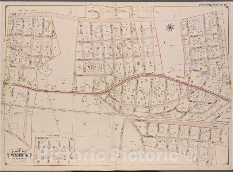 Historic Map - 1901 Queens County, New York (N.Y.) Queens, V. 1, Plate No. 12; Part Of Jamaica, Ward 4; [Hillside, Foothill, Carpenter, Campbell, South St, Columbus - Vintage Wall Art