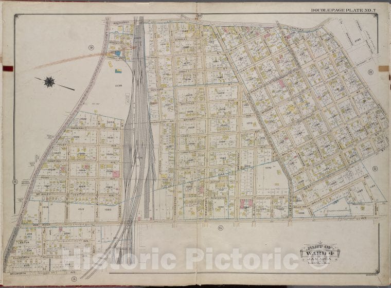 Historic 1913 Map - Queens, V. 1, Double Page Plate No. 7; Part Of Jamaica, Ward 4; - Vintage Wall Art