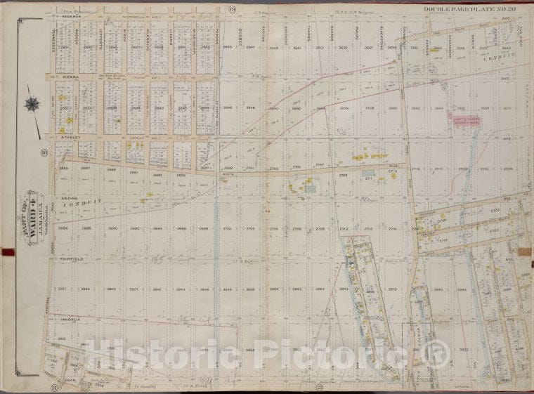 Historic 1913 Map - Queens, V. 1, Double Page Plate No. 20; Part Of Jamaica, Ward 4; - Vintage Wall Art