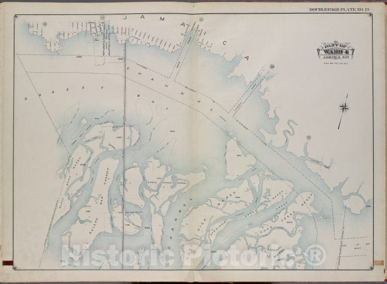 Historic 1913 Map - Queens, V. 1, Double Page Plate No. 29; Part Of Jamaica, Ward 4; - Vintage Wall Art