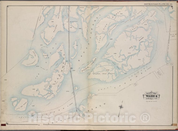 Historic 1913 Map - Queens, V. 1, Double Page Plate No. 30; Part Of Jamaica, Ward 4; - Vintage Wall Art