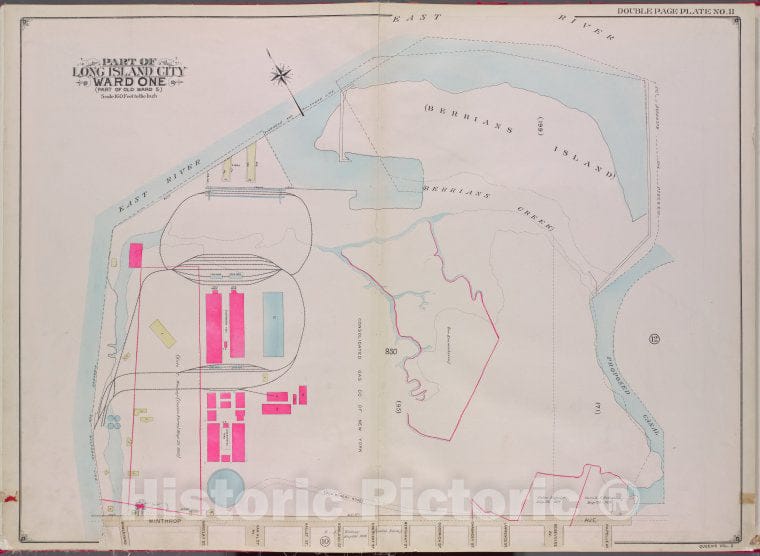 Historic 1913 Map - Queens, V. 2, Double Page Plate No. 11; Part Of Long Island City - Vintage Wall Art