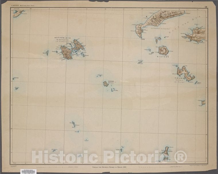 Historic 1890 Map - Sheet 13. 1: 250,000.- Turkey - Vintage Wall Art