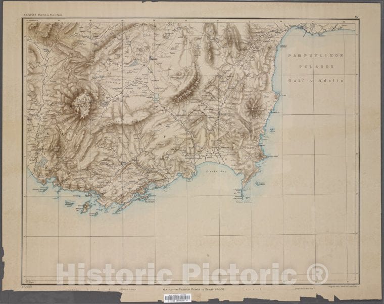 Historic 1890 Map - Sheet 15. 1: 250,000.- Turkey - Vintage Wall Art