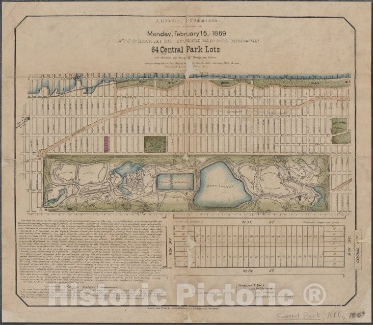 Historic Map - 64 Central Park Lots, New York City.Of New York City And State - Manhattan - Vintage Wall Art