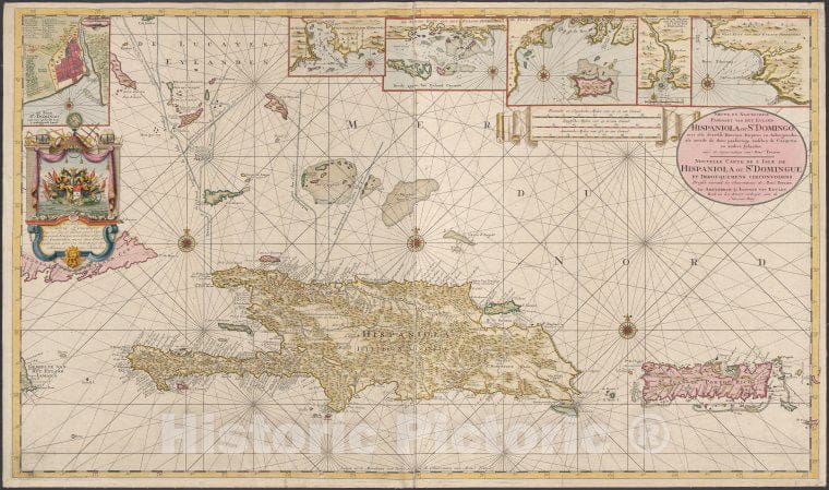 Historic Map - 1720 Santo Domingo (Dominican Republic), Nieuwe En Naaukeurige Paskaart Van Het Eyland Hispaniola Of St. Domingo. - Vintage Wall Art