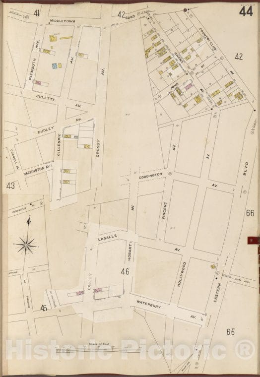 Historic 1905- Map - Bronx, V. A, Plate No. 44 [Map Bounded By Middleton Rd, Country - New York (N.Y.) - Vintage Wall Art