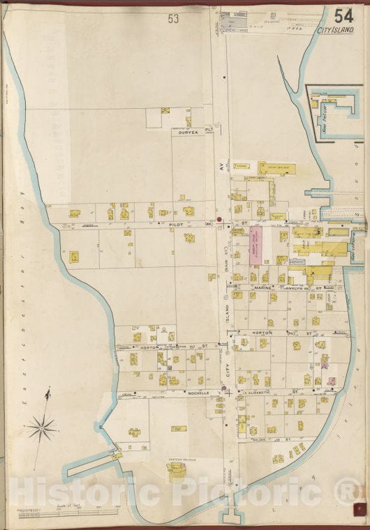 Historic 1905- Map - Bronx, V. B, Plate No. 54 [Map Bounded By Long Island Sound, Eastchester Bay] - New York (N.Y.) - Vintage Wall Art