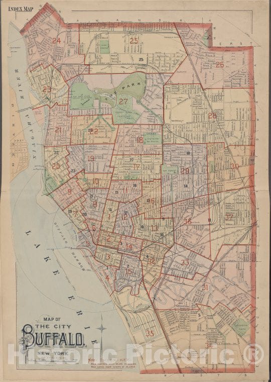 Historic 1891 Map - Index - Znew York (State) - Zbuffaloatlases Of The United States - Atlas Of The City Of Buffalo, New York - Vintage Wall Art