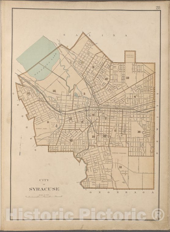 Historic Map - 1895 New York State, Plate No. 28 [Map Of City Of Syracuse] - Vintage Wall Art