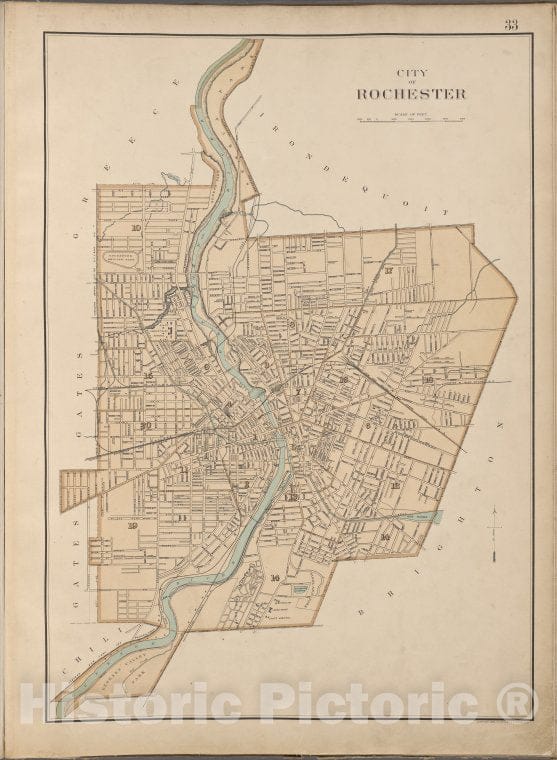 Historic Map - 1895 New York State, Plate No. 33 [Map Of City Of Rochester] - Vintage Wall Art