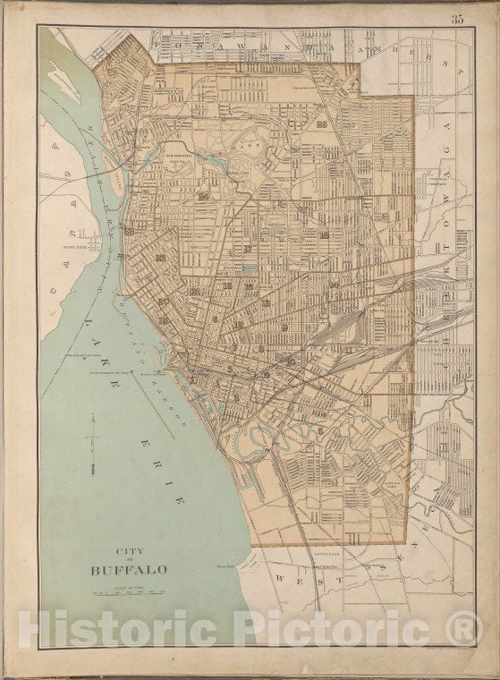 Historic 1895 Map - New York State, Plate No. 35 [Map Of City Of Buffalo] - Atlas Of The State Of New York - Vintage Wall Art