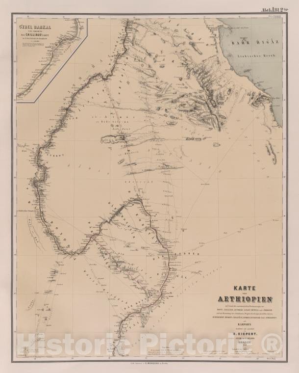 Historic 1849 Map - Karte Von Aethiopien - Egypt - Ethiopia - Vintage Wall Art