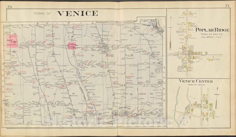 Historic 1904 Map - Cayuga County, Left Page [Map Of Town Of Venice] - Vintage Wall Art