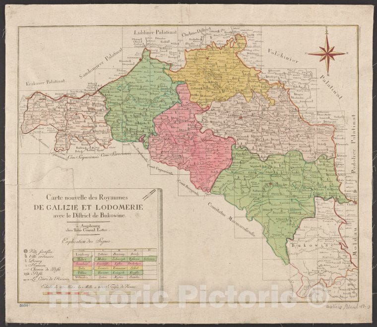 Historic Map - 1701 Galicia (Poland And Ukraine), Carte Nouvelle Des Royaumes De Galizie Et Lodomerie, Avec Le District De Bukowine. - Vintage Wall Art