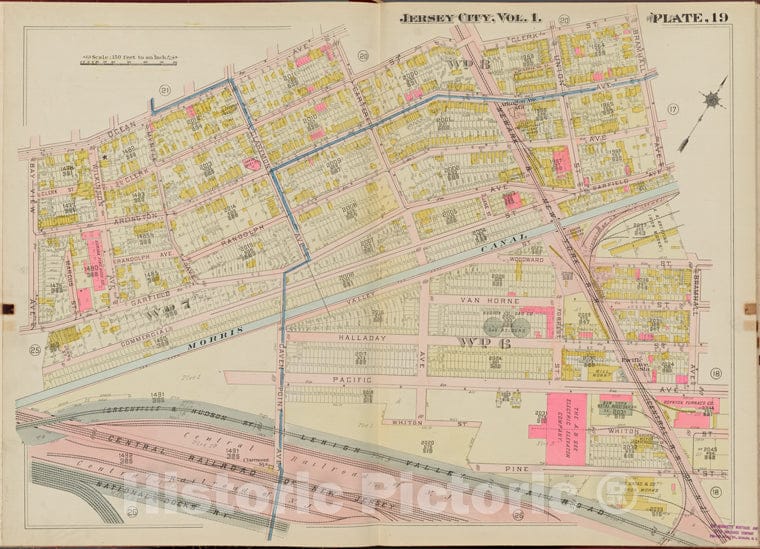 Historic Map - 1908 Hudson County, New York (N.Y.), Ocean Ave, Clerk St, Bramhall Ave, Bay View Ave. - Vintage Wall Art