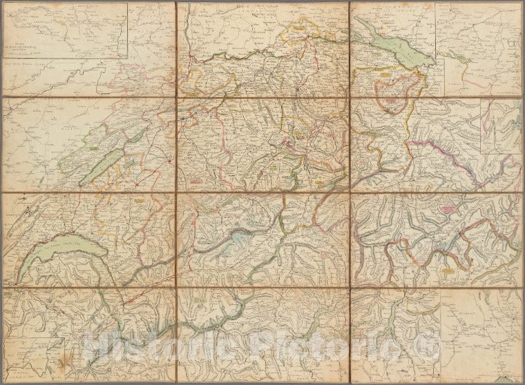 Historic 1819 Map - H. Keller'S Reisecharte Der Schweiz. - Switzerlandmaps Of Europe - Switzerland - Vintage Wall Art