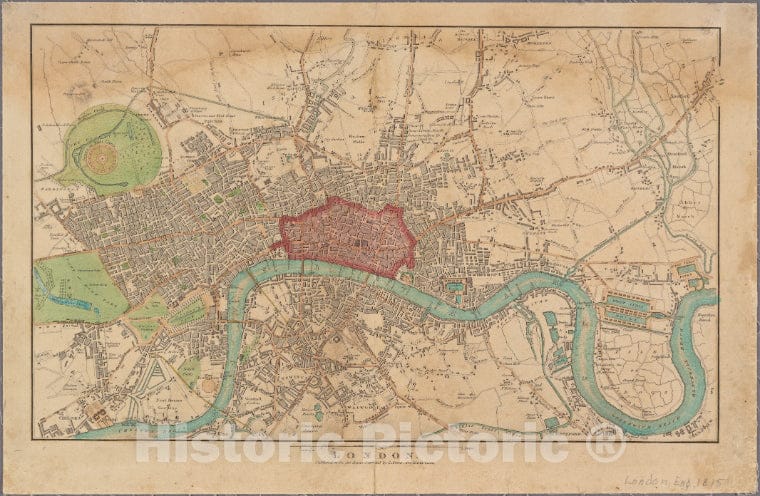 Historic 1815 Map - London - London (England) - Vintage Wall Art