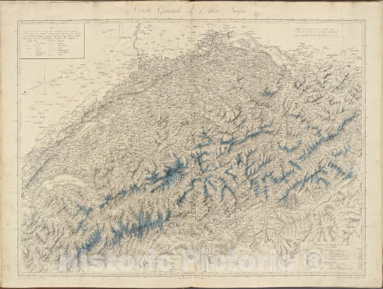 Historic 1802 Map - Carte Generale De L'Atlas Suisse. - Switzerland - Maps Of Europe - Atlas Suisse. - Vintage Wall Art