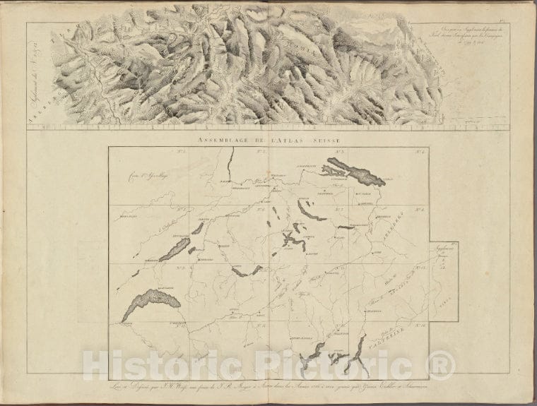 Historic 1802 Map - Assemblage De L' Atlas Suisse. - Switzerland - Maps Of Europe - Atlas Suisse. - Vintage Wall Art