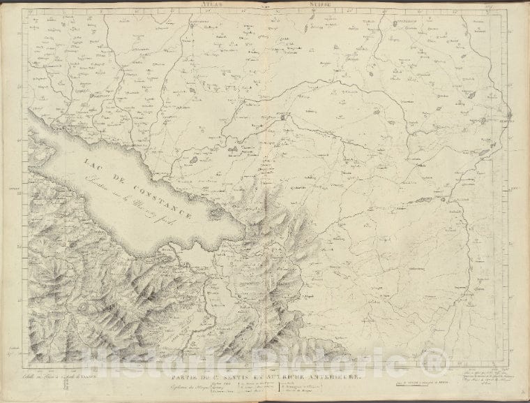 Historic 1802 Map - Partie Du Ct. Sentis Et Autriche Anterieure. - Switzerland - Maps Of Europe - Atlas Suisse. - Vintage Wall Art