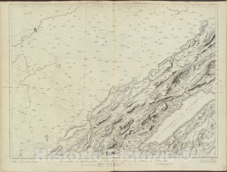 Historic 1802 Map - La Comte De Neufchatel Et Partie Des Cantons De Leman Et Fribourg. - Switzerland - Maps Of Europe - Atlas Suisse. - Vintage Wall Art