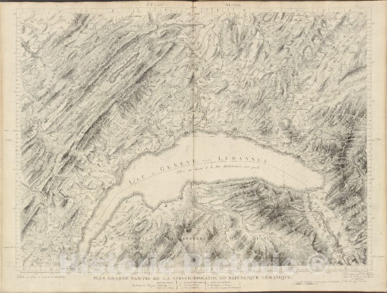 Historic 1802 Map - Plus Grande Partie De La Suisse Romande Ou Republique Lemanique. - Switzerland - Maps Of Europe - Atlas Suisse. - Vintage Wall Art