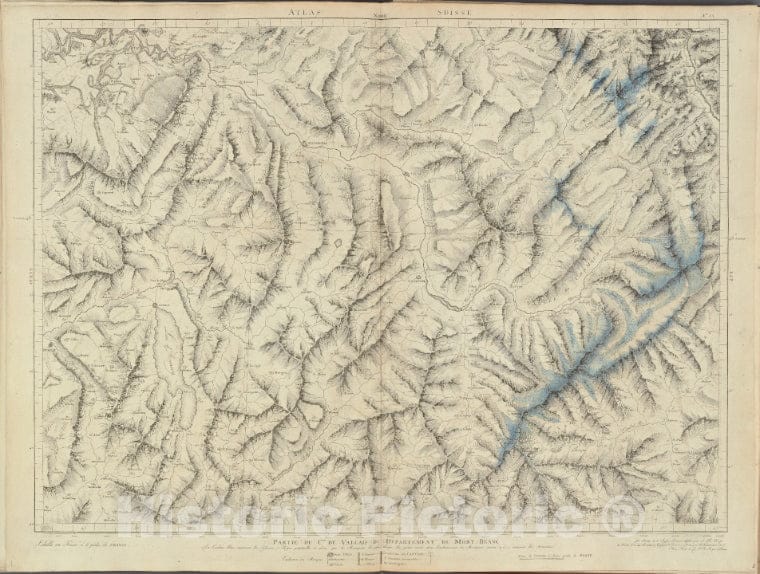 Historic 1802 Map - Partie Du C'Ton Du Vallais Du Departement Du Mont Blanc. - Switzerland - Maps Of Europe - Atlas Suisse. - Vintage Wall Art