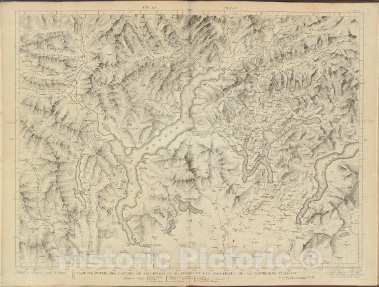 Historic Map - 1802 Switzerland, Europe, Majeure Partie Des Cantons De Bellinzona Et De Lugano Et Les Frontieres De La Republique Italienne. - Vintage Wall Art