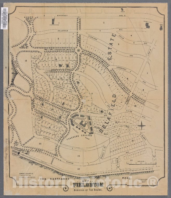 Historic Map - 1912 Bronx (New York, N.Y.), Fieldston, Riverdale-On-Hudson, Upper New York City. - Vintage Wall Art