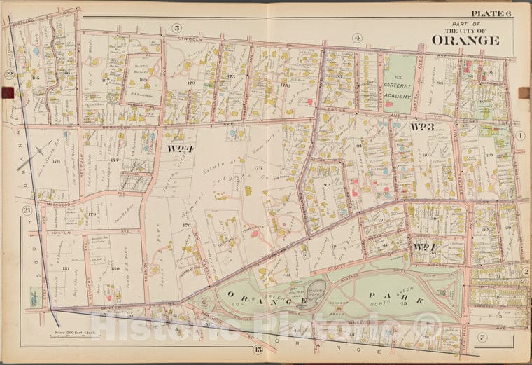 Historic Map - 1904 Essex County, New Jersey (N.J.), Orange. Plate No. 6 Lincoln Ave, Henry St, Taylor St, Wilson St, Center St, Sterling Ave, Scotland St. - Vintage Wall Art