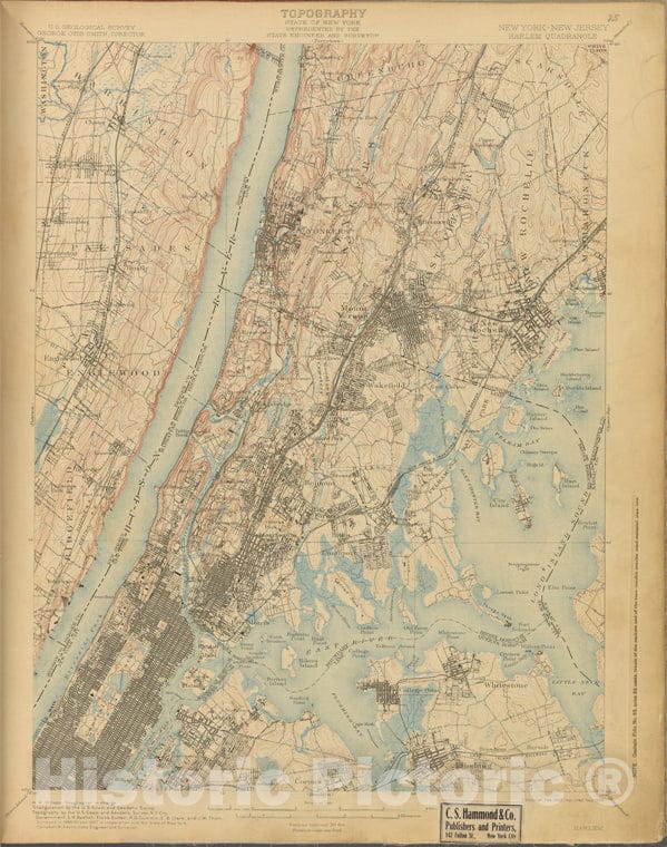 Historic Map - 1899 Harlem, Survey Of 1888-89 And 1897, Ed. Of 1900, Repr. 1908. - Vintage Wall Art