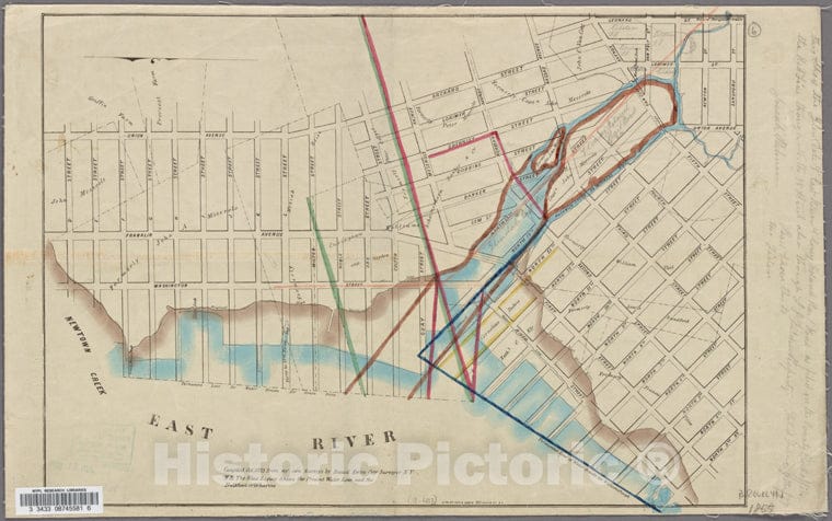 Historic 1855 Map - Map Showing A Part Of Brooklyn, With Pencil Notation:"This Show - Brooklyn (New York, N.Y.) Maps Of New York City And State - Brooklyn - Vintage Wall Art