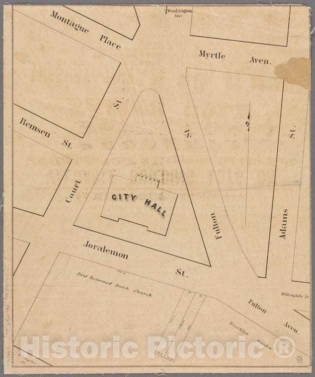 Historic 1870 Map - Map Of The Vicinity Of City Hall, Brooklyn. - Brooklyn (New York, N.Y.) Maps Of New York City And State - Brooklyn - Vintage Wall Art