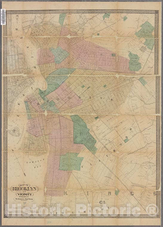 Historic 1868 Map - Map Of Brooklyn & Vicinity. - Brooklyn (New York, N.Y.) Maps Of New York City And State - Brooklyn - Vintage Wall Art