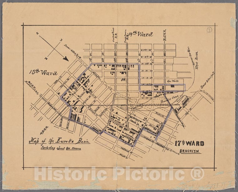 Historic 188-? Map - Map Of The Eureka Basin, Including About 400 Houses. - Brooklyn (New York, N.Y.) Maps Of New York City And State - Brooklyn - Vintage Wall Art