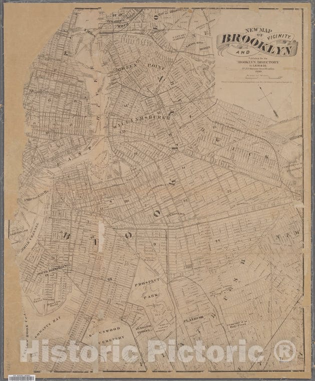 Historic 1880 Map - New Map Of Brooklyn And Vicinity, For The Brooklyn City Directory. - Brooklyn (New York, N.Y.) Maps Of New York City And State - Brooklyn - Vintage Wall Art