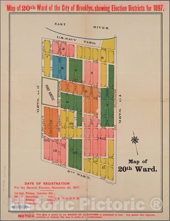 Historic 1897 Map - 20Th Ward. - Brooklyn (New York, N.Y.) Maps Of New York City And State - Brooklyn - Vintage Wall Art