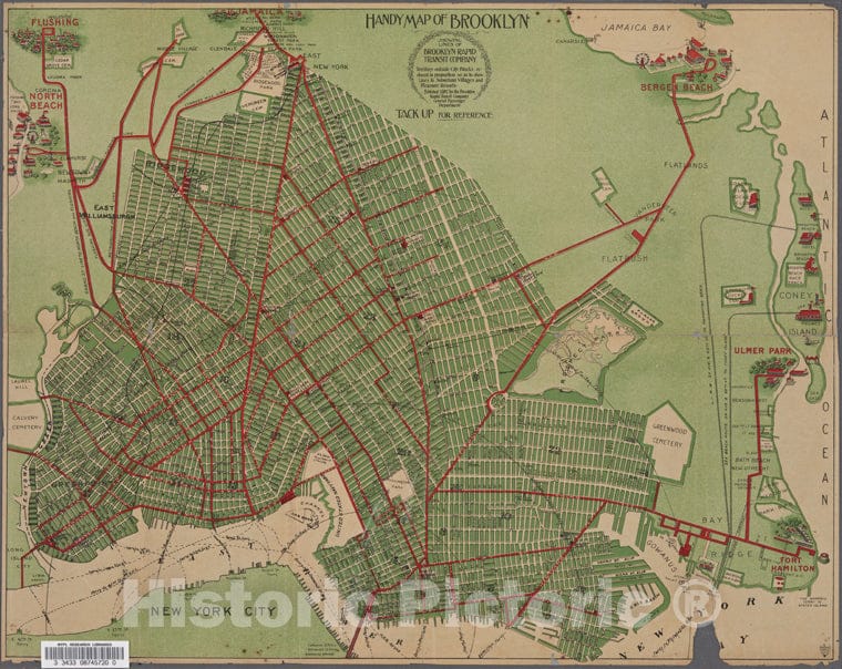 Historic 1897 Map - Handy Map Of Brooklyn. - Brooklyn (New York, N.Y.) Maps Of New York City And State - Brooklyn - Vintage Wall Art