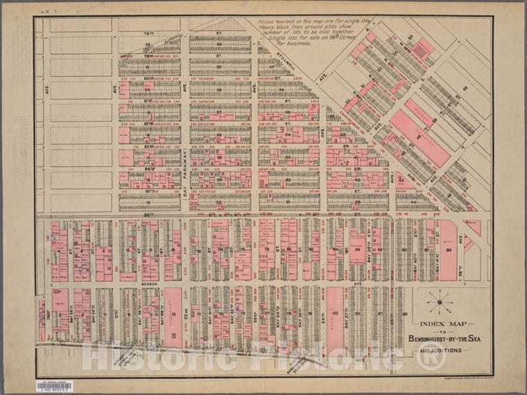 Historic 1895 Map - Bensonhurst-By-The-Sea. - Brooklyn (New York, N.Y.) Maps Of New York City And State - Brooklyn - Vintage Wall Art