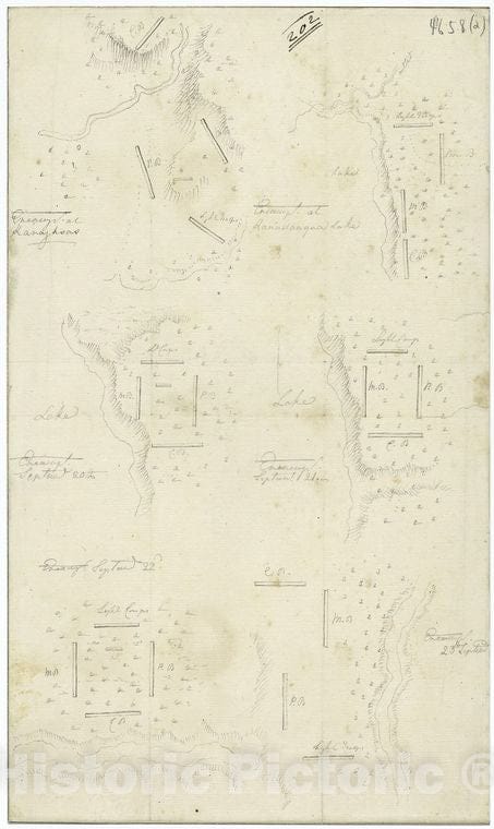 Historic Map - Map Plans Of The Various Encampments Of Sullivan'S Army In The Expedition Against The Indians (1779). - United States - Vintage Wall Art